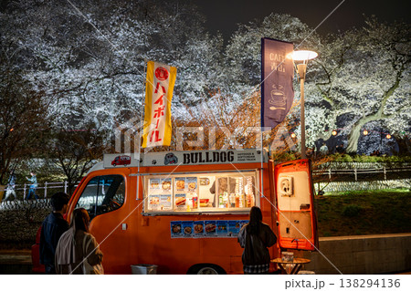お花見会場のキッチンカー 138294136
