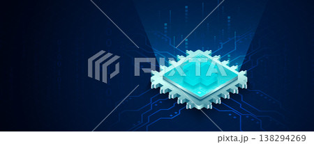 Medical technology vector illustration with glowing cross on computer chip circuit 138294269