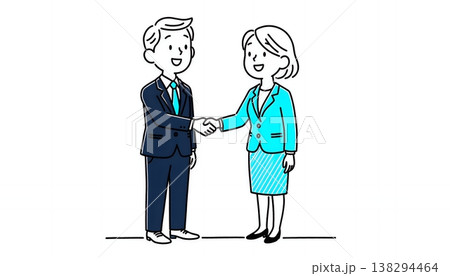 笑顔で握手を交わし信頼関係を築くビジネスパーソン 138294464