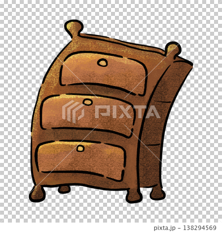 Whimsical slanted wooden chest of dresser isolated cartoon illustration Whimsical slanted wooden chest of dresser isolated cartoon illustration 138294569