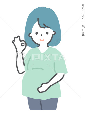 オッケーサインをする妊婦　イラスト　ポジティブ 138294606