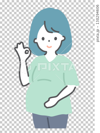 オッケーサインをする妊婦　イラスト　ポジティブ 138294606