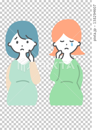 悲傷的孕婦插圖:困惑和淚水,心理健康 悲傷的孕婦插圖:困惑和淚水,心理健康 138294607