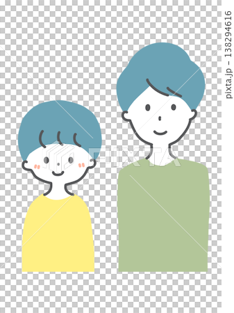 男の子の兄弟 イラスト 笑顔で並ぶ ベクター 138294616