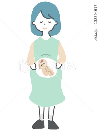 妊婦イラスト 正面 お腹の中に赤ちゃんがいるイメージ 妊婦イラスト 正面 お腹の中に赤ちゃんがいるイメージ 138294617