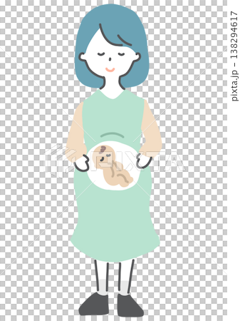 妊婦イラスト 正面 お腹の中に赤ちゃんがいるイメージ 妊婦イラスト 正面 お腹の中に赤ちゃんがいるイメージ 138294617