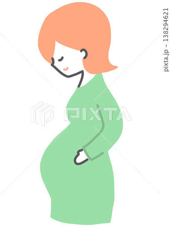 妊婦イラスト 横向き お腹の中に赤ちゃんがいるイメージ 138294621