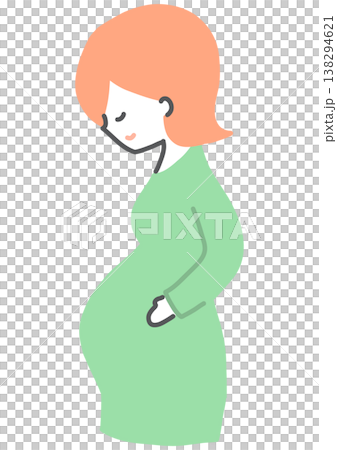 妊婦イラスト 横向き お腹の中に赤ちゃんがいるイメージ 138294621