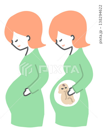妊婦イラスト 横向き お腹の中に赤ちゃんがいるイメージ 138294622