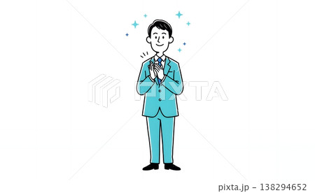 笑顔で拍手をして祝福・賞賛を送るビジネスパーソン 138294652