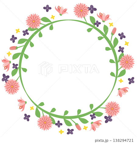 フラワーリース 春らしいピンクの花のリース 138294721