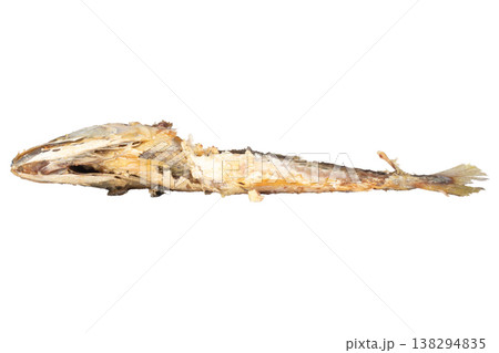 Fried mackerel carcasses on a white background Fried mackerel carcasses on a white background 138294835