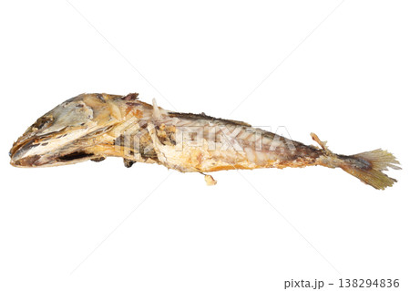 Fried mackerel carcasses on a white background Fried mackerel carcasses on a white background 138294836