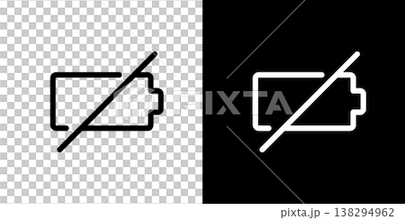 バッテリーなし・禁止(斜線)のシンプルアイコン(ベクター) バッテリーなし・禁止(斜線)のシンプルアイコン(ベクター) 138294962