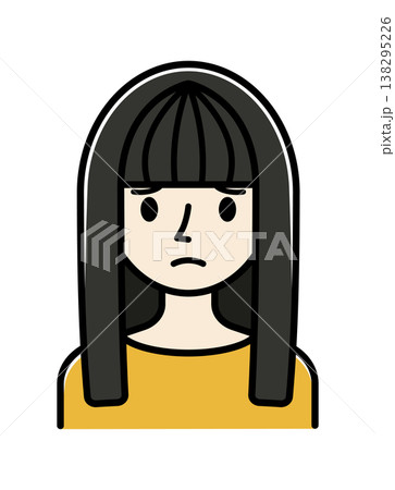 ベクターイラスト素材：困ったり悩んだりしている若い女性アイコン 138295226