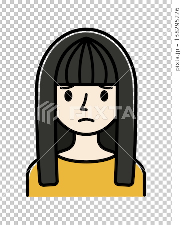 ベクターイラスト素材：困ったり悩んだりしている若い女性アイコン 138295226
