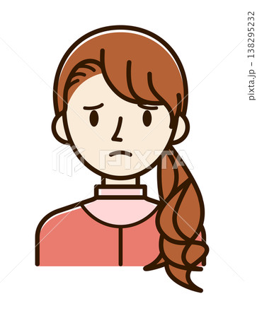 ベクターイラスト素材：困ったり悩んだりしている若い女性アイコン 138295232