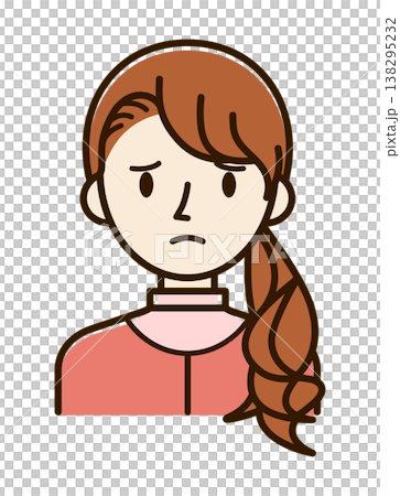 ベクターイラスト素材：困ったり悩んだりしている若い女性アイコン 138295232