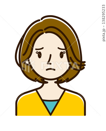 ベクターイラスト素材：困ったり悩んだりしている若い女性アイコン 138295233