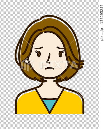 ベクターイラスト素材：困ったり悩んだりしている若い女性アイコン 138295233