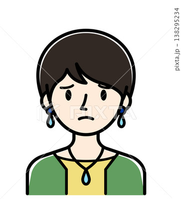 ベクターイラスト素材：困ったり悩んだりしている若い女性アイコン 138295234