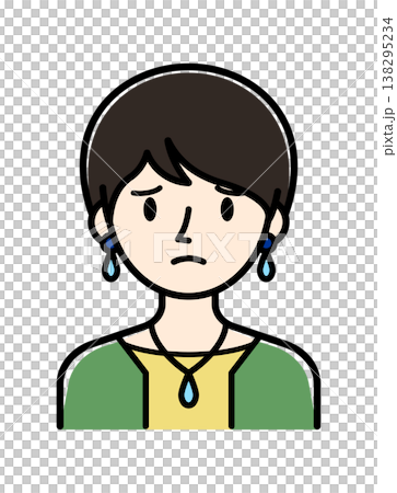 ベクターイラスト素材：困ったり悩んだりしている若い女性アイコン 138295234