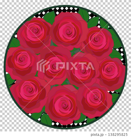 A red rose illustration with a circular harlequin check pattern. A red rose illustration with a circular harlequin check pattern. 138295825