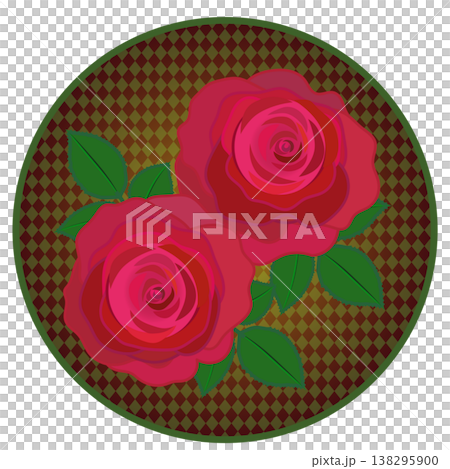 A red rose illustration with a circular harlequin check pattern. A red rose illustration with a circular harlequin check pattern. 138295900
