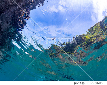 水面を泳ぐイトヒキアジ幼魚。他。 ヒリゾ浜南伊豆町中木 静岡県伊豆半島-2025 日本有数のシュノー 138296085