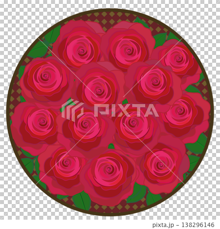 A red rose illustration with a circular harlequin check pattern. A red rose illustration with a circular harlequin check pattern. 138296146