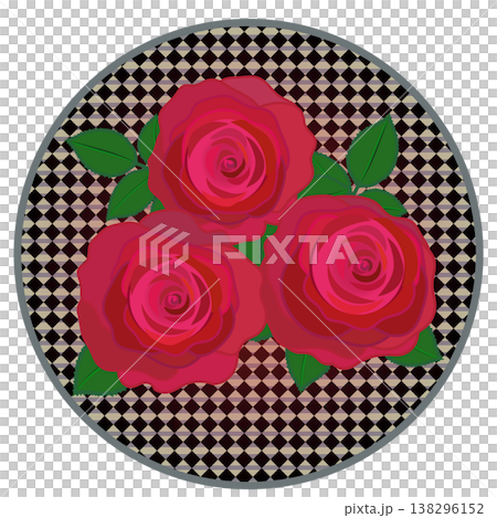 円形ハーレクインチェック柄のついた赤いバライラスト 138296152