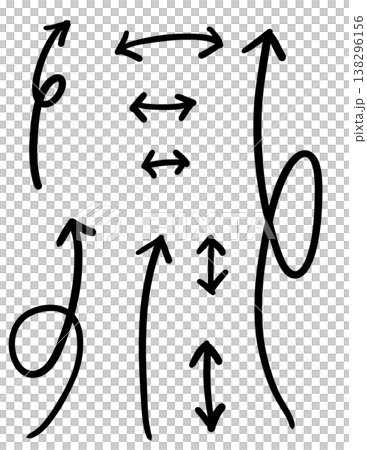 シンプルな手書きの矢印のイラスト シンプルな手書きの矢印のイラスト 138296156