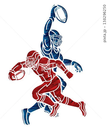 American Football Team Mix Action Cartoon Sport Graphic Vector 138296250