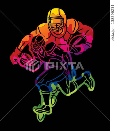 American Football Team Mix Action Cartoon Sport Graphic Vector American Football Team Mix Action Cartoon Sport Graphic Vector 138296251