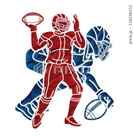 American Football Team Mix Action Cartoon Sport Graphic Vector American Football Team Mix Action Cartoon Sport Graphic Vector 138296252