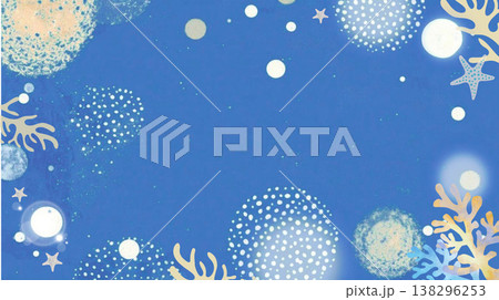 深海の幻想的なフレーム背景 手書き風イラスト 中央余白 138296253