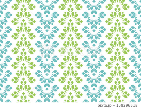 Flower geometric pattern. Seamless vector background. Green and blue ornament 138296318