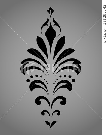 Damask graphic ornament. Floral design element. Black and gray vector pattern 138296342