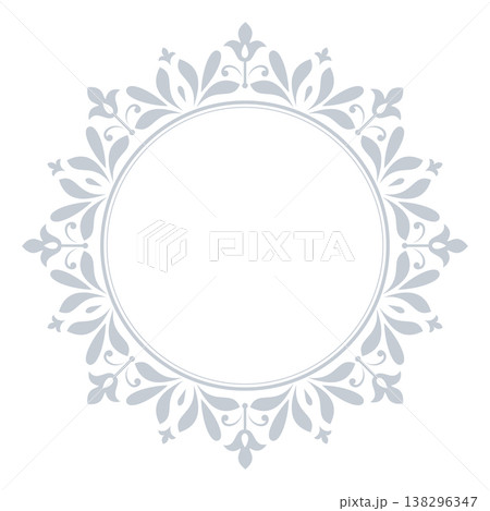 Decorative frame Elegant vector element for design in Eastern style, place for text. Floral gray and white frame. Lace illustration for invitations and greeting cards 138296347
