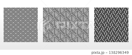 Geometric set of seamless black and gray patterns. Simple vector graphics 138296349