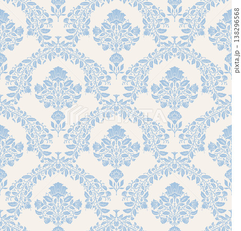 Classic Navy Blue Floral Ogee Damask Classic Navy Blue Floral Ogee Damask 138296568