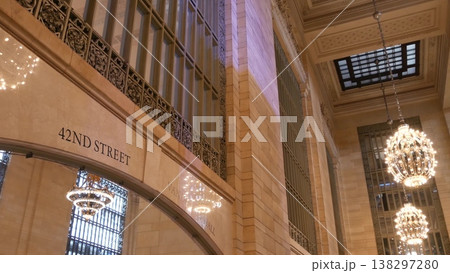 New York Grand Central Terminal on 42 street USA. Inside railway building. American railroad station New York Grand Central Terminal on 42 street USA. Inside railway building. American railroad station 138297280