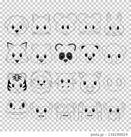 一組可愛的動物臉 一組可愛的動物臉 138298024