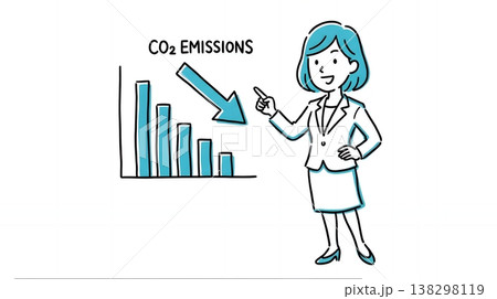 二酸化炭素(CO2)削減とカーボンニュートラルを説明するビジネスパーソン 二酸化炭素(CO2)削減とカーボンニュートラルを説明するビジネスパーソン 138298119