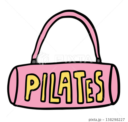 Hand drawn pilates bag for exercise, sport, people, diet, workout, competition, activity, healthy lifestyle, hobbies, leisure, gym, department store, online shopping, fashion, accessory, weekends 138298227