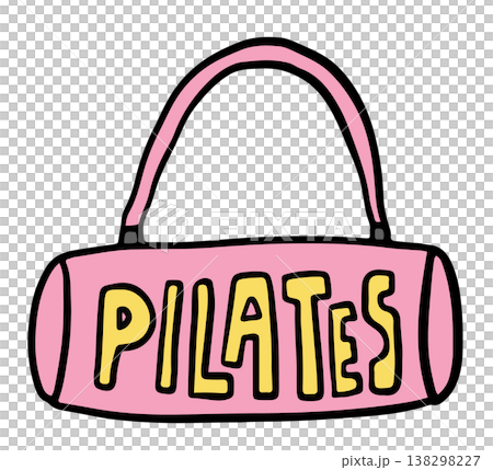 Hand drawn pilates bag for exercise, sport, people, diet, workout, competition, activity, healthy lifestyle, hobbies, leisure, gym, department store, online shopping, fashion, accessory, weekends 138298227