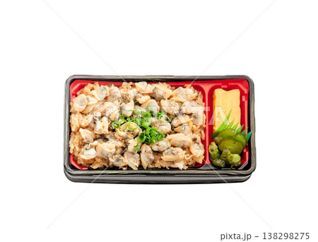 アサリたっぷり、お持ち帰りアサリ飯弁当【白背景・切り抜き】 アサリたっぷり、お持ち帰りアサリ飯弁当【白背景・切り抜き】 138298275