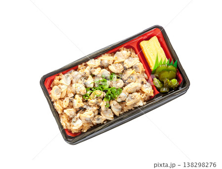 アサリたっぷり、お持ち帰りアサリ飯弁当【白背景・切り抜き】 アサリたっぷり、お持ち帰りアサリ飯弁当【白背景・切り抜き】 138298276