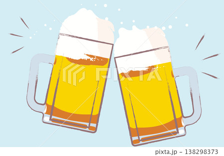 ビールジョッキで乾杯しているイメージのイラスト ビールジョッキで乾杯しているイメージのイラスト 138298373