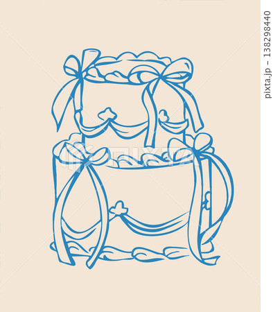 Hand drawn wedding cake with bows. Elegant doodle vector illustration Hand drawn wedding cake with bows. Elegant doodle vector illustration 138298440